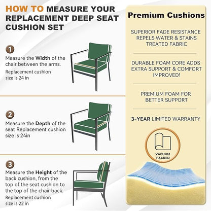 Deep Seat Patio Cushions Set 24 in x 24 in,Olefin Outdoor Seat Cushion,Patio Furniture Cushions with Removable Cover,Rain-Proof and Fade Resistant Deep Seat Bottom & Back Cushion, Set of 1