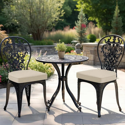 Outdoor Chair Cushions Set of 2: Waterproof & Fade Resistant Patio Furniture Cushions - 18.5 x 16 x 2 Inch Non Slip Round Corner Seat Cushion Pads with Removable Cover for Garden Yard Lawn, Cream