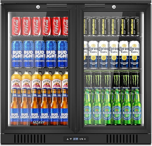 Back Bar Cooler with 2 Glass Door, Commercial Beverage Fridge Under Counter, 7.2 Cu.Ft Display Refrigerator with Safety Locks for Beer, Soda, Wine, Built-In/Freestanding for Bar Restaurant Home