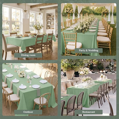 Softalker Rectangle Tablecloth, Waterproof Table Cloths Wrinkle Free Fabric Washable Polyester Table Cover for Dining Tables Party Outdoor Camping Parties Buffet - 60 x 120 inch, Sage Green