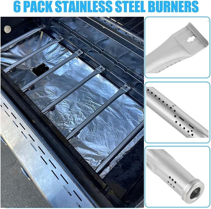 Replacement Part Kit for Nexgrill Deluxe 6 Burner 720-0896B 720-0898 720-0896E 720-0896X 720-0896C 730-0898 720-0898A Heat Plates Grill Burners Flame Tamers and 3 Pack Cooking Grates for Nexgrill