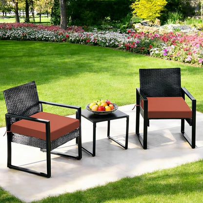 Outdoor Chair Cushions Set of 2, 19x19x3 Inch Waterproof & Fade Resistant Patio Furniture Seat Cushions with Ties, Square Outdoor Dining Chair Cushions for Lawn, Garden, Deck & Yard, Spice