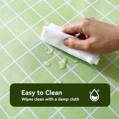 Romanstile Rectangle Vinyl Tablecloth, 100% Waterproof Oil-Proof Checkered Plastic Table Cloth, Heavy Duty Wipeable Table Covers for Dining, Camping, Picnic, Outdoor - 52 x 70 Inch, Green