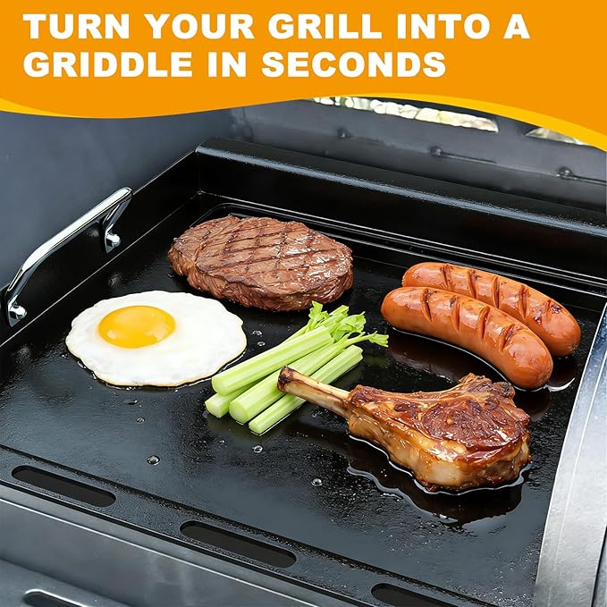 Full Size Griddle Insert Replacement Part for Oklahoma Joes Longhorn Smoker Grill 15202029 16202046 1767150, Non-stick Flat Top Cooking Griddle for Chargriller 5050 5650 3008, Carbon Steel