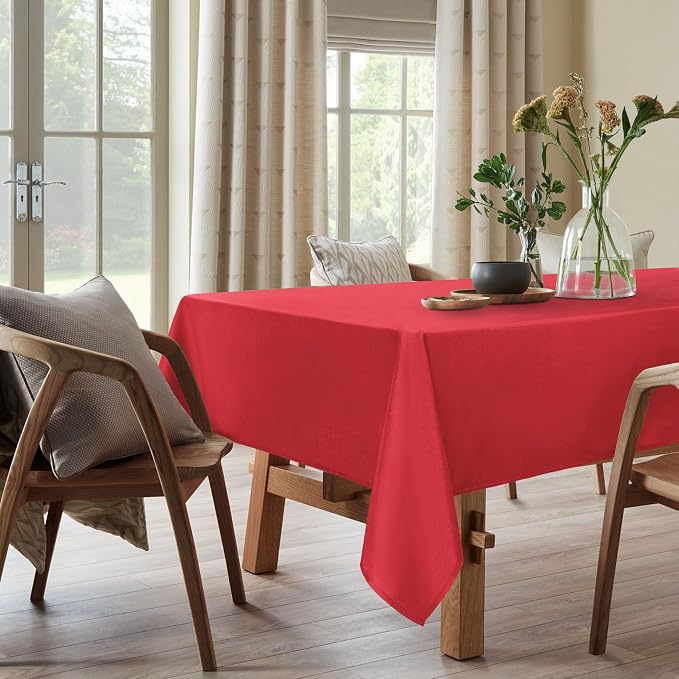 DWCN Red Christmas Square Tablecloth - 60 x 60 Inch - Waterproof Stain and Wrinkle Resistant Washable Table Cloth, Decorative Fabric Table Cover for Kitchen Dining Room Party and Outdoor Use