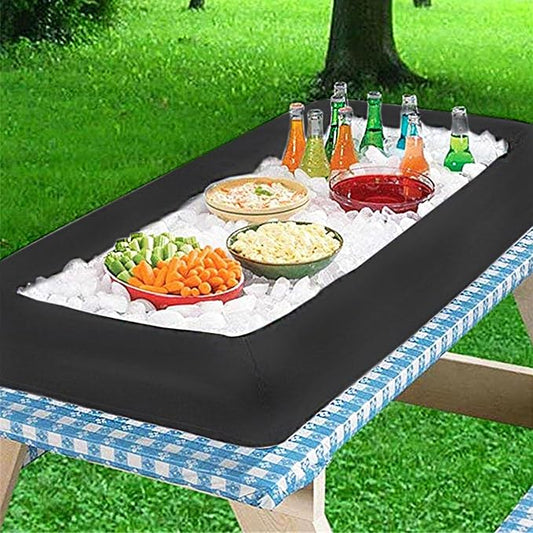 Inflatable Serving Bars Ice Buffet Salad Serving Trays Food Drink Holder Cooler Containers Indoor Outdoor BBQ Picnic Pool Party Supplies Cooler，Ice Tray Food Drink Containers for Summer Par(Black)