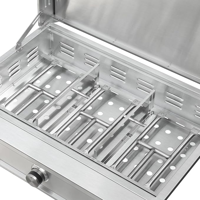 Stanbroil 36-Inch Built-In Natural Gas Griddle for Outdoor Kitchen | 304 Stainless Steel Flat Top Grill, 3 Burners, 42,000 BTU, Removable Grease Tray, Hinged Lid, Independent Heat Control