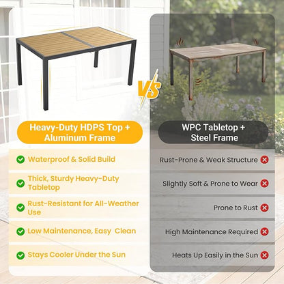 FansaFurn 7-Pieces Aluminum Patio Table and Chairs Set for All-Weather | Patio Furniture Set with Heavy Duty HDPS Rectangular Table, Outdoor Furniture with Quick-Dry Breathable Chairs for Patio