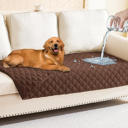 Smiry Waterproof Reversible Pet Couch Covers for Dogs | Pet Friendly, Soft Fabric, Washable Sofa Furniture Protector for Dogs Cat Kids, Checkered (30"x70", Brown/Brown)