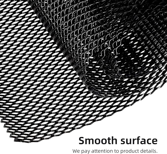 AggAuto Universal 40"x13" Car Grill Mesh 5x10mm Rhombic Hole Black | Aluminum Alloy Automotive Grille Insert Bumper, One of the Most Multifunctional Shape Grids 100x33cm
