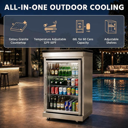 96" Outdoor Kitchen Grill Island with Refrigerator and Sink, 6 Burner 85000 BTU Stainless Steel BBQ Grill Station, Outdoor Cooking Station for Backyard Patio Poolside, Silver