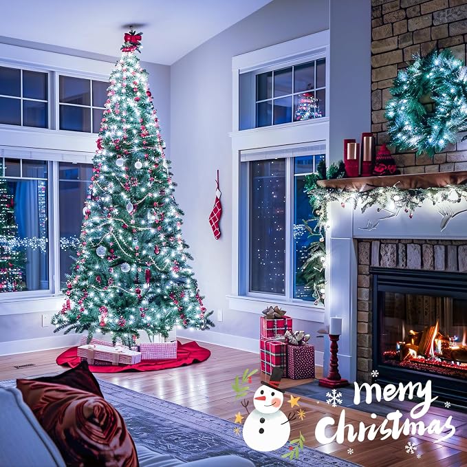 JMEXSUSS 400 LED White Christmas Lights Outdoor with 8 Modes | 132ft Christmas Tree Lights with Remote, Indoor String Lights Plug in for House Party Holiday Xmas Bush Decor