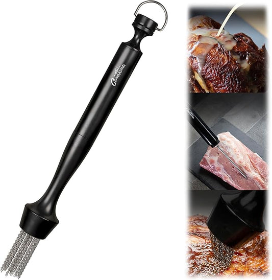 Camerons 3-in-1 Barbecue Injector Basting Mop - Baster Set Includes BBQ Chain Basting Brush & Meat Syringe to Baste, Marinate & Inject Food w Flavor - Indoor Outdoor Use- Grilling Gift for Fathers Day