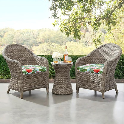 downluxe Outdoor Chair Cushions Set of 4 for Patio Furniture, Water-Resistant Patio Chair Cushions with Ties, High Density Foam Outdoor Seat Cushion, 17" X 16" X 2", Tropical Flamingo