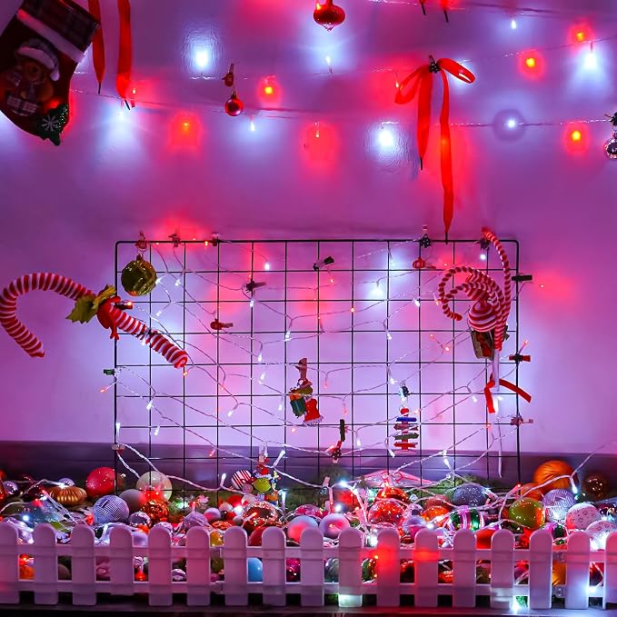 YEGUO 165ft 500 LED String Lights Outdoor Waterproof, Clear Wire Christmas String Lights Indoor Plug in, 8 Modes Twinkle Tree Light for Xmas Party Garden(Red and White)