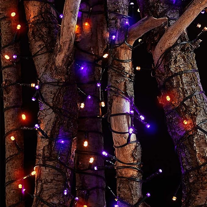 TW SHINE Halloween Lights, 400 LED 132FT Outdoor Halloween Lights Plug in with 8 Modes, Waterproof Light Outdoor, Indoor Decorations for Party Yard Haunted House Decor, Orange and Purple