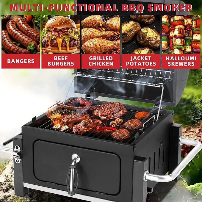 Kendane Portable Charcoal Grill with 314 Square Inch Cooking Area,Compact Tabletop Charcoal Grill with Warming Rack,Small BBQ Grill with Charcoal Tray for Outdoor Camping, Picnic