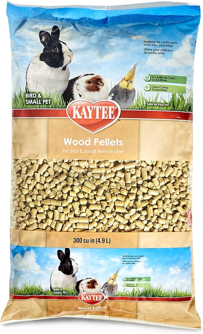 Kaytee Wood Pellets Pet Bird & Small Animal Litter, 8 lb Bag | Cleaner habitats. Wood pellet litter for rabbit bedding. Natural guinea pig bedding, won't stick or cling, easy clean-up