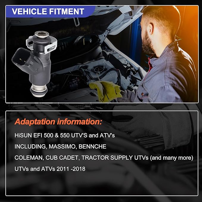 HiSport Fuel Injectors 1PC Compatible with HiSun EFI 500 & 550 Massimo Cub Cadet Coleman Replace 28160355