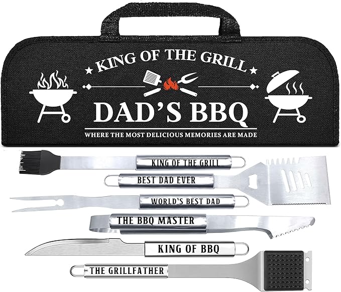 Dad Gifts from Daughter, Dad Grilling Accessories Gift for Birthday Valentines Day, Heavy Duty Stainless Steel BBQ Grill Tools for Outdoor Grill with Aluminum Case, Grill Utensils Set for Fathers Day