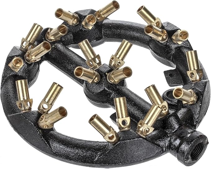 DuraSteel Propane Jet Burners for Chinese Wok Range - Cast Iron Body Round Nozzle 23 Brass Tips Large Propane Burner Head - Up to 100,000 BTU - Outdoor Wok Burner Indoor Restaurant Kitchen, Camping