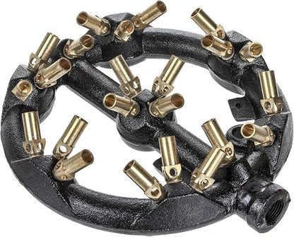 DuraSteel Propane Jet Burners for Chinese Wok Range - Cast Iron Body Round Nozzle 23 Brass Tips Large Propane Burner Head - Up to 100,000 BTU - Outdoor Wok Burner Indoor Restaurant Kitchen, Camping