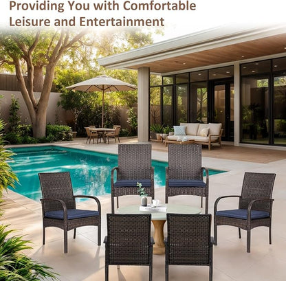 Outdoor Wicker Rattan Chairs Patio Furniture Sets with Cushions, 350lbs Capacity, All-Weather Rattan Sofa Set for Garden, Porch, Backyard, 6PCS, Brown