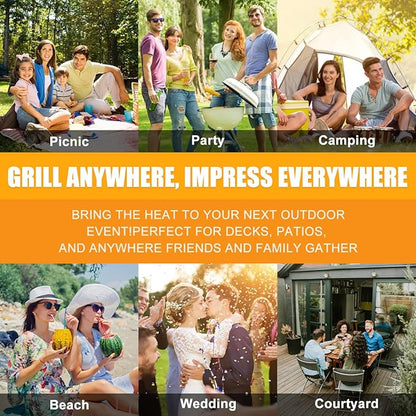 Double Charcoal Barrel Grill with Two Side Shelf, Large Stainless Steel Grill For Backyard Camping Picnic and Party