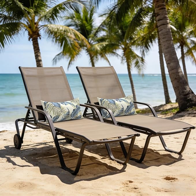 LVTXIII Set of 2 Patio Lumbar Pillows, 12" x 20" Fade Resistant Outdoor Lumbar Pillow with Inners, Fluffy Decorative Garden Lumbar Cushions for Home Patio Coach Sofa Use, ‌Lush Palm Blue