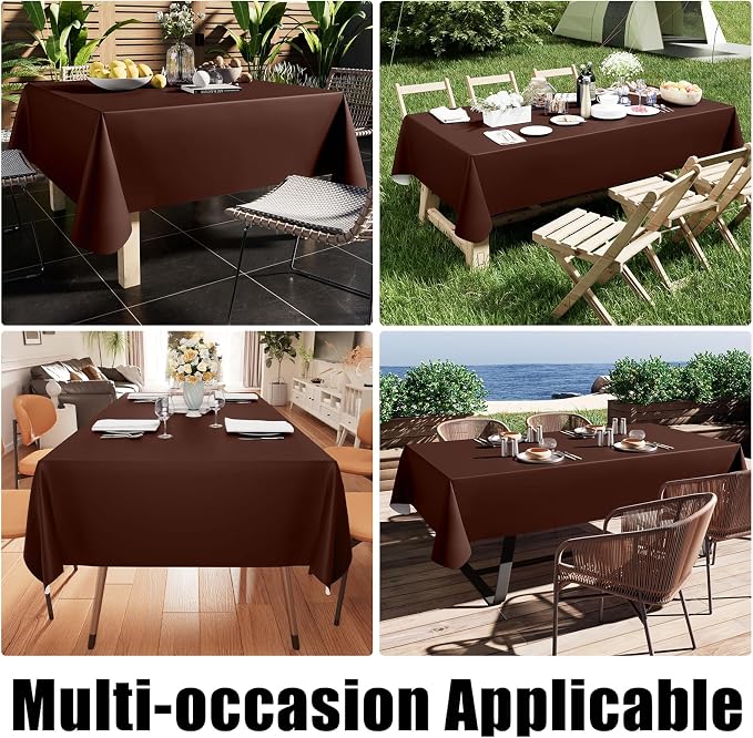 Smiry Rectangle Table Cloth 60x120 Inch, Waterproof Wipeable Vinyl Tablecloths Protector, Oil Spill Proof Plastic Table Cover for Dining, Picnic, Camping, Outdoor, Coffee