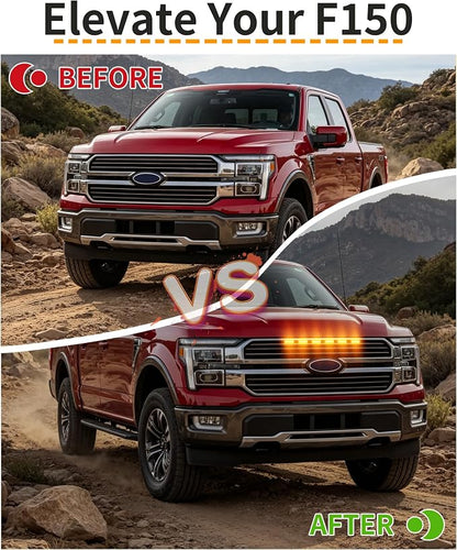 LED Grill Lights for Ford F150 2024-2026 King Ranch & Platinum Only, Amber | Direct-Snap F150 Front Grille Marker Lights, OEM-Style Fit, IP68 Waterproof, Raptor-Style Front-End Upgrade, Off-Road Ready
