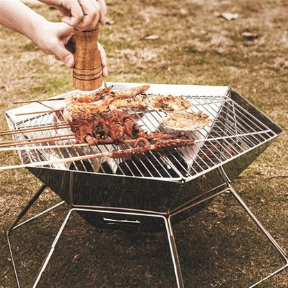 Charcoal Grills Outdoor Stainless Steel Electroplated Barbecue Grill Camping Home Multifunctional Portable Folding Barbecue Grill Outdoor Grill (Color : A, Size : 50 * 43 * 21.5cm)
