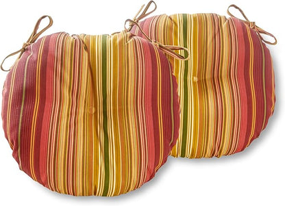Greendale Home Fashions Cinammon Stripe Outdoor 15-inch Bistro Seat Cushion, Set of 2