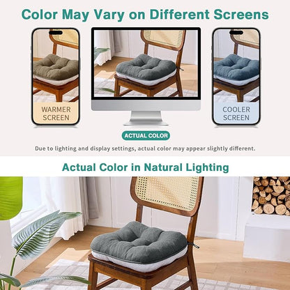 BETU Chair Cushions for Dining Chairs,3.5" Thick Kitchen Table Chair Pads with Ties,Non Slip Backing and Covers,Seat Cushion for Dining Room,Bar,Patio Chairs,20"X20"X3.5"