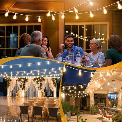 25FT Solar String Lights with Remote, 3 Lighting Mode Outdoor Waterproof Dimmable Patio Lights String with 10+1 Shatterproof S11 LED Bulbs for Backyard-White