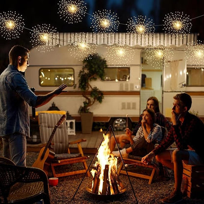 GTSYDING 5 Pack Solar Firework Lights, 450 LED 8 Modes Dimmable Waterproof Hanging DIY Starburst Fairy Lights with Remote Timer for Garden Indoor Outdoor Decoration (Warm White, 450)