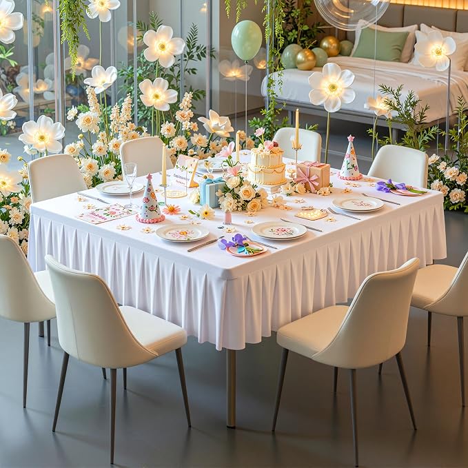 PARTISKY White Spandex Square Tablecloths 54x54 Inch, Wrinkle Free Fitted Card Table Cloth Stretch Square Table Cover for Kitchen Dinner, Holiday Party, Wedding Banquet, Display Trade Show