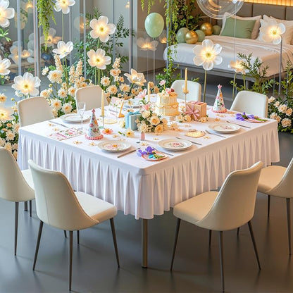 PARTISKY White Spandex Square Tablecloths 54x54 Inch, Wrinkle Free Fitted Card Table Cloth Stretch Square Table Cover for Kitchen Dinner, Holiday Party, Wedding Banquet, Display Trade Show