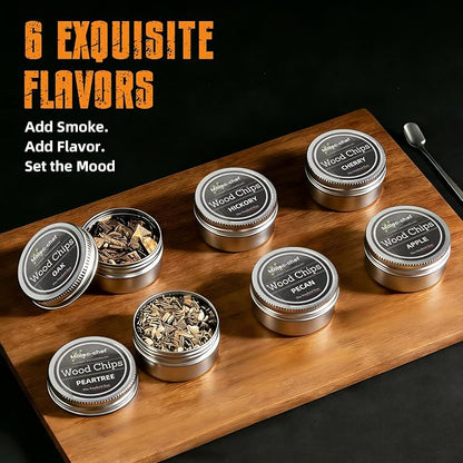 Birthday Gifts for Men Whiskey Smoker Kit Bourbon Cocktail with Torch-6 Flavors Wood Chips for Old Fashioned Drinks,House Warming,Unique for Men Him,Husband,Dad,Boyfriend(No Butane)
