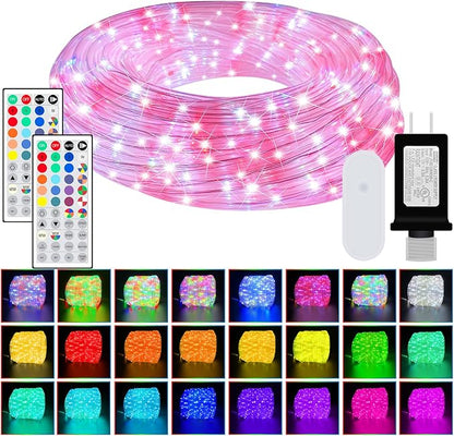 50ft Rope Lights for Outside, IP68 Waterproof Dimmable Outdoor String Lights with 2 Rmote 25 Colors 149 Modes, RGB Warm White Twincle & Chasing LED Fairy Light Strip for Christmas Decor Indoor Bedroom