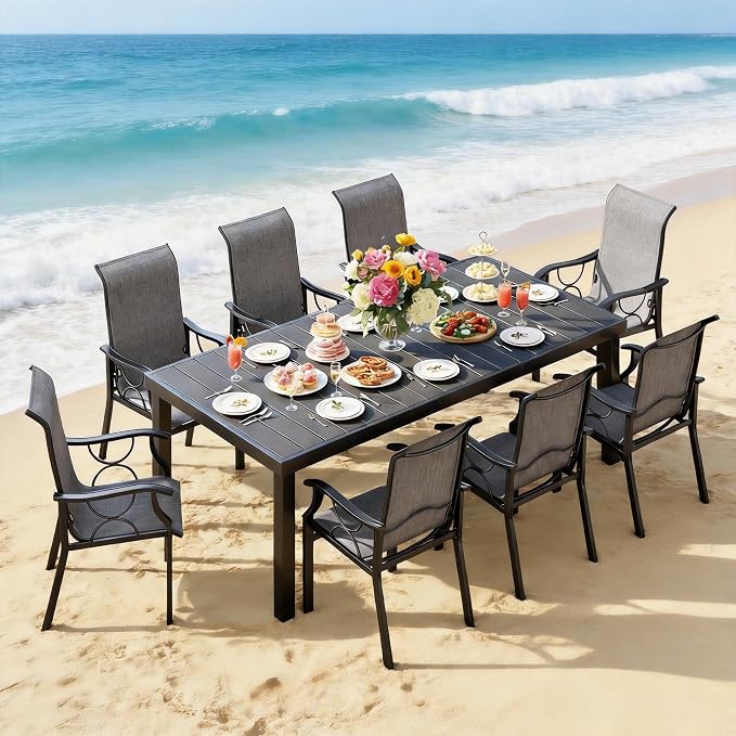 DWVO Patio Dining Chairs Set of 12, Outdoor Dining Chairs with High Back, Quick Dry Textilene Fabric, E-Coated Metal Frame, All Weather Patio Chairs for Backyard, Deck, Lawn, Garden, Grey