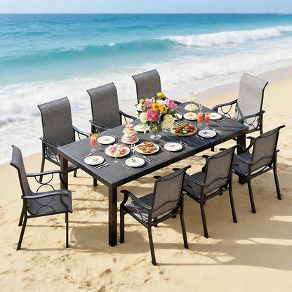 DWVO Patio Dining Chairs Set of 10, Outdoor Dining Chairs with High Back, Quick Dry Textilene Fabric, E-Coated Metal Frame, All Weather Patio Chairs for Backyard, Deck, Lawn, Garden, Grey
