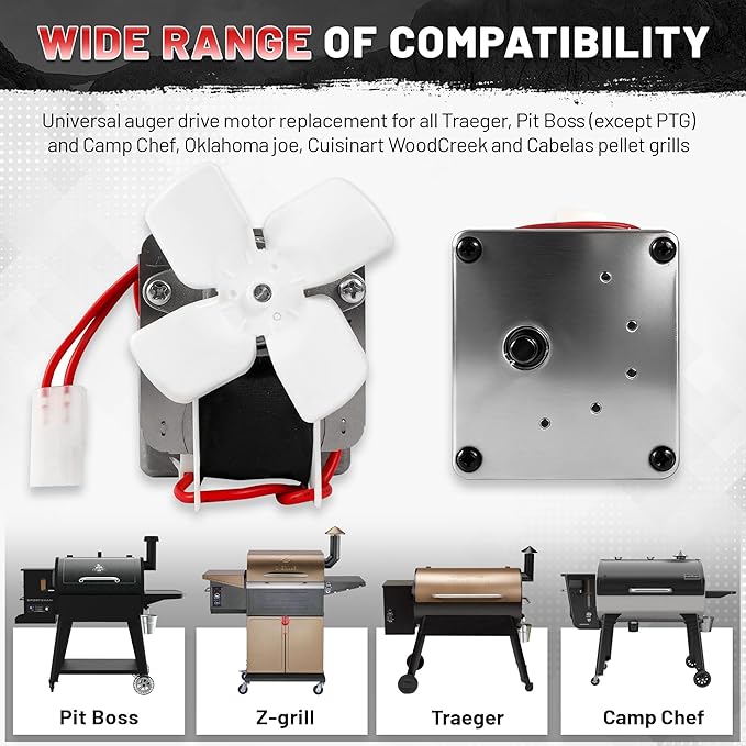 Upgraded 2.0 RPM Auger Motor Replacement Parts for Wood Pellet Grills Smokers Compatible with Pit Boss, Traeger, Camp Chef, Barbecue Accessories, 120V 60Hz
