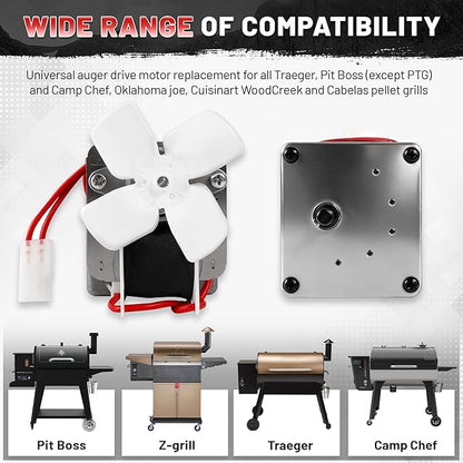 Upgraded 2.0 RPM Auger Motor Replacement Parts for Wood Pellet Grills Smokers Compatible with Pit Boss, Traeger, Camp Chef, Barbecue Accessories, 120V 60Hz