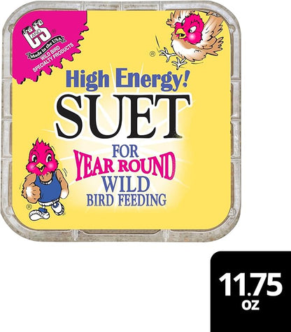 C&S High Energy Suet Treat, Wild Bird Food for Woodpeckers, Nuthatches, Chickadees and Jays, 11.75 Ounces, Pack of 8