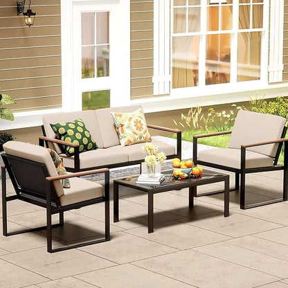 8Pcs Patio Cushion Covers, Outdoor Stretch Cushion Covers, Washable | Stretch Fit, Replacement, Washable and Reusable Furniture Protectors, Fits most patio furniture cushion covers, Cover Only