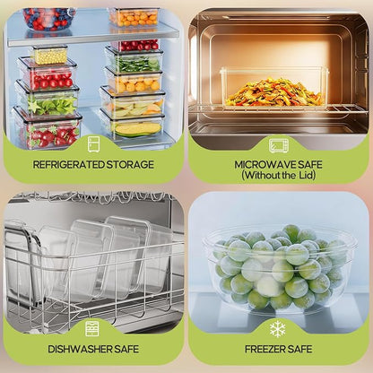 62 PCS Large Food Storage Containers with Lids Airtight Reusable Plastic | With 31 Lids & 31 Containers- Leakproof Meal-Prep Container for Kitchen Storage Organization Microwave/Dishwasher Safe