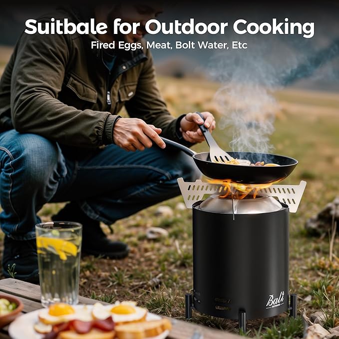 BALI OUTDOORS 6.5 inch Tabletop Fire Pit Round, Stainless Steel Table Top Firepit Small, Outdoor Smokeless Firepit Portable, Black
