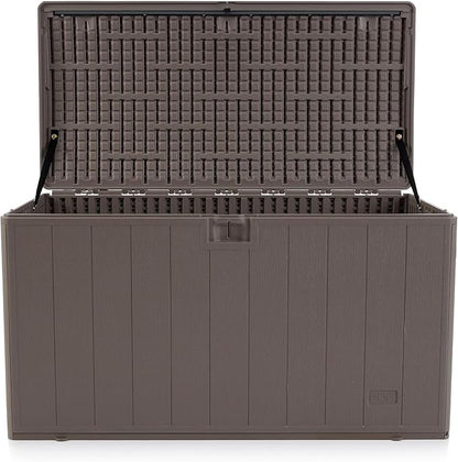 Plastic Development Group Outdoor Storage Deck Box, Standard Close, 105 Gallon, Driftwood