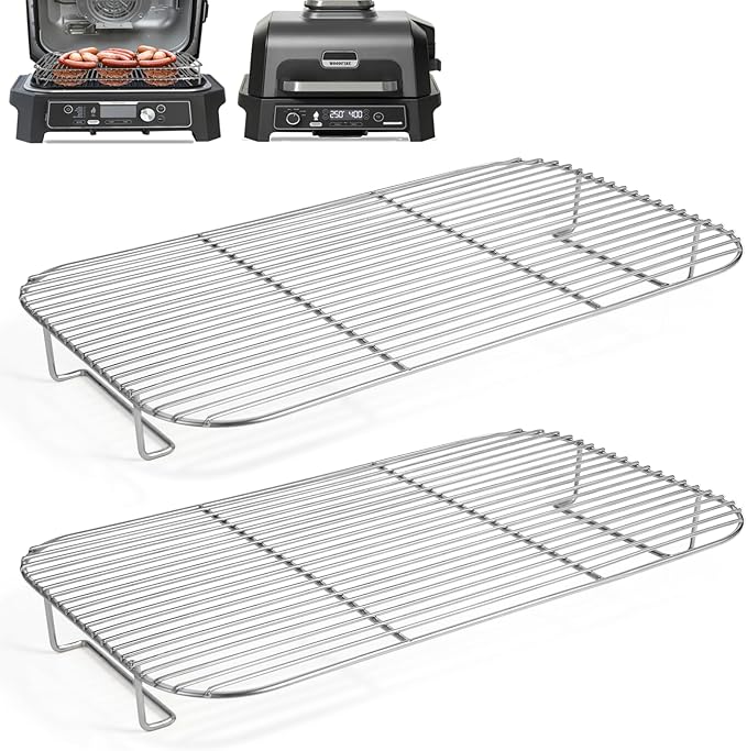 Ericair 2Pcs Stainless Steel Rack Set for Ninja XSKRSTRKXL Woodfire OG800 and OG900 Series, Grill Rack Accessories for Ninja OG850 OG951 Woodfire Pro XL Outdoor Grill & Smoker